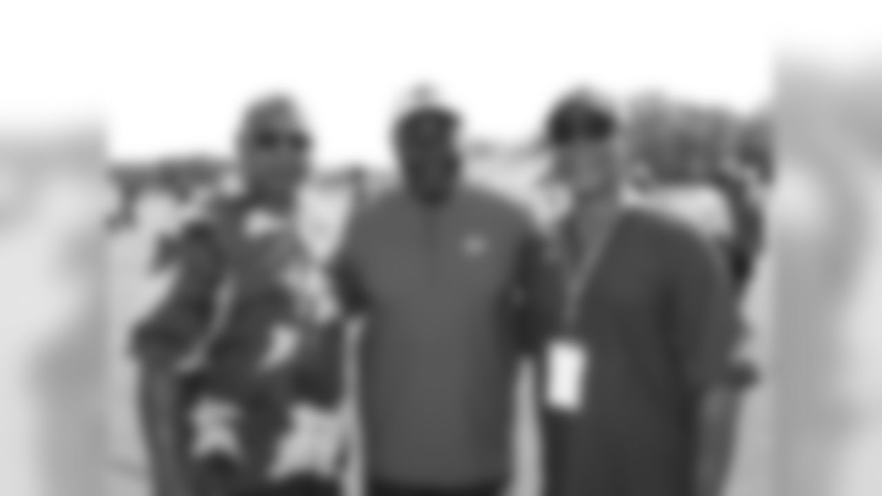 Alumni Ted McKnight and Tony Reed with Emmitt Thomas during practice on 8/11/18 at Chiefs Training Camp at Missouri Western State University in St. Joseph, Missouri.