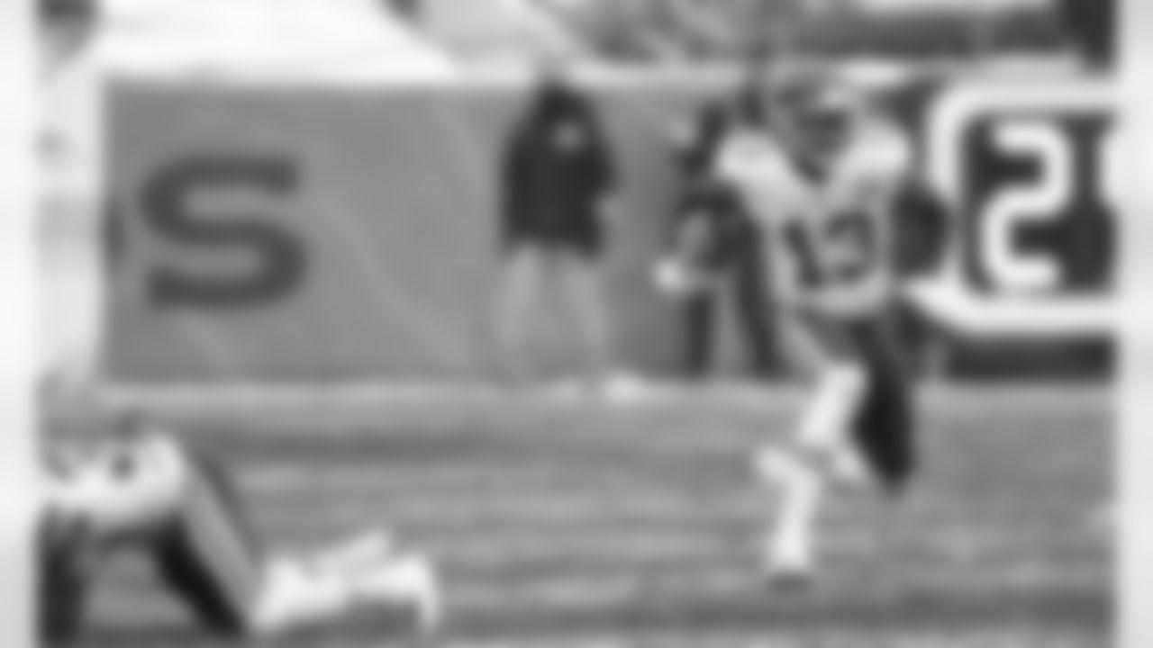 Kansas City Chiefs Wide Receiver Byron Pringle (13) returns a kick off for a touchdown 102 yards during an NFL football game against the Denver Broncos, Sunday, Oct. 25, 2020 in Denver, CO.
