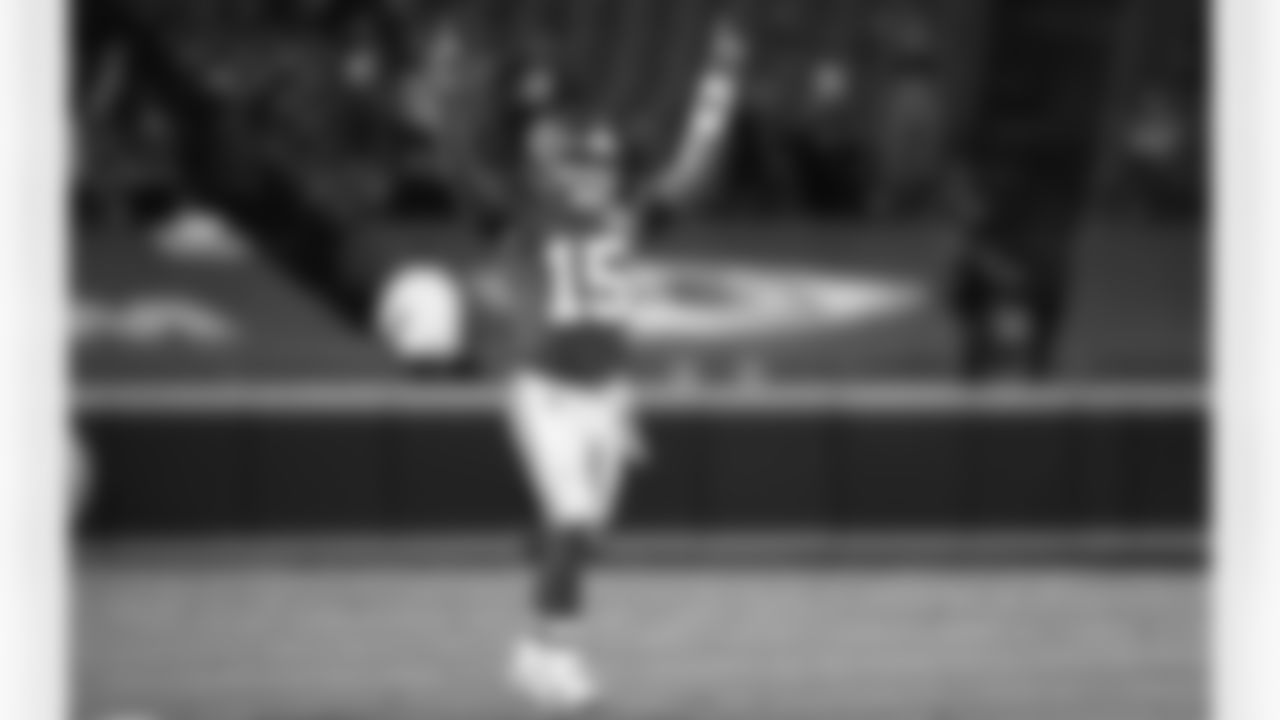 Kansas City Chiefs quarterback Patrick Mahomes (15) during the NFL football game between the Kansas City Chiefs and the Houston Texans at Arrowhead Stadium on September 10, 2020.