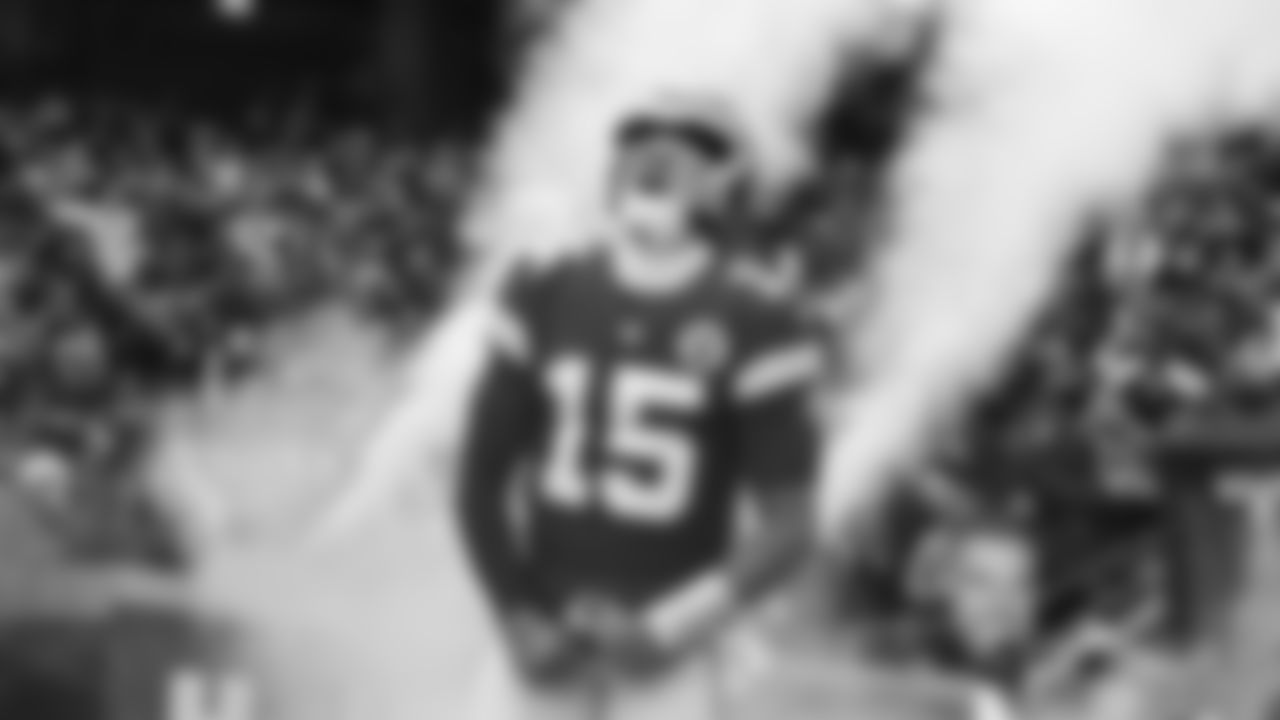 Kansas City Chiefs quarterback Patrick Mahomes (15) takes the field prior to an NFL football game against the Seattle Seahawks, Saturday, December 24, 2022 in Kansas City.