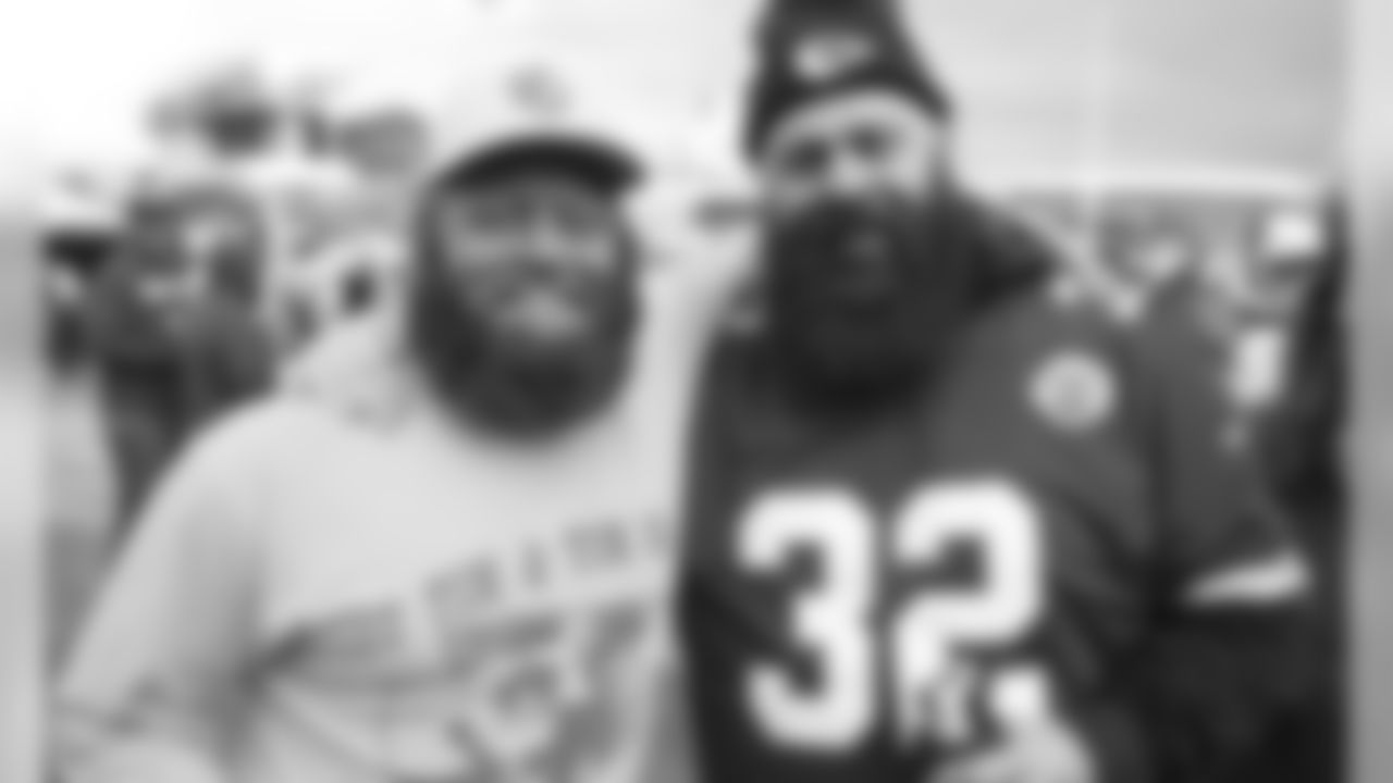 Chiefs fans with red beards prior to the game between the Kansas City Chiefs and the Los Angeles Chargers at Arrowhead Stadium.
