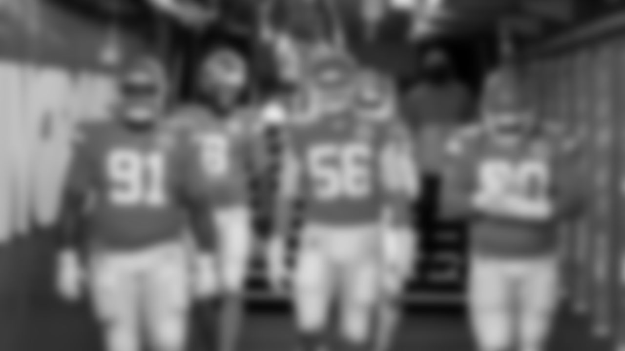 Kansas City Chiefs defensive linemen walking down the tunnel prior to an NFL Football game against the Los Angeles Rams, Sunday Nov 27, 2022 in Kansas City MO.