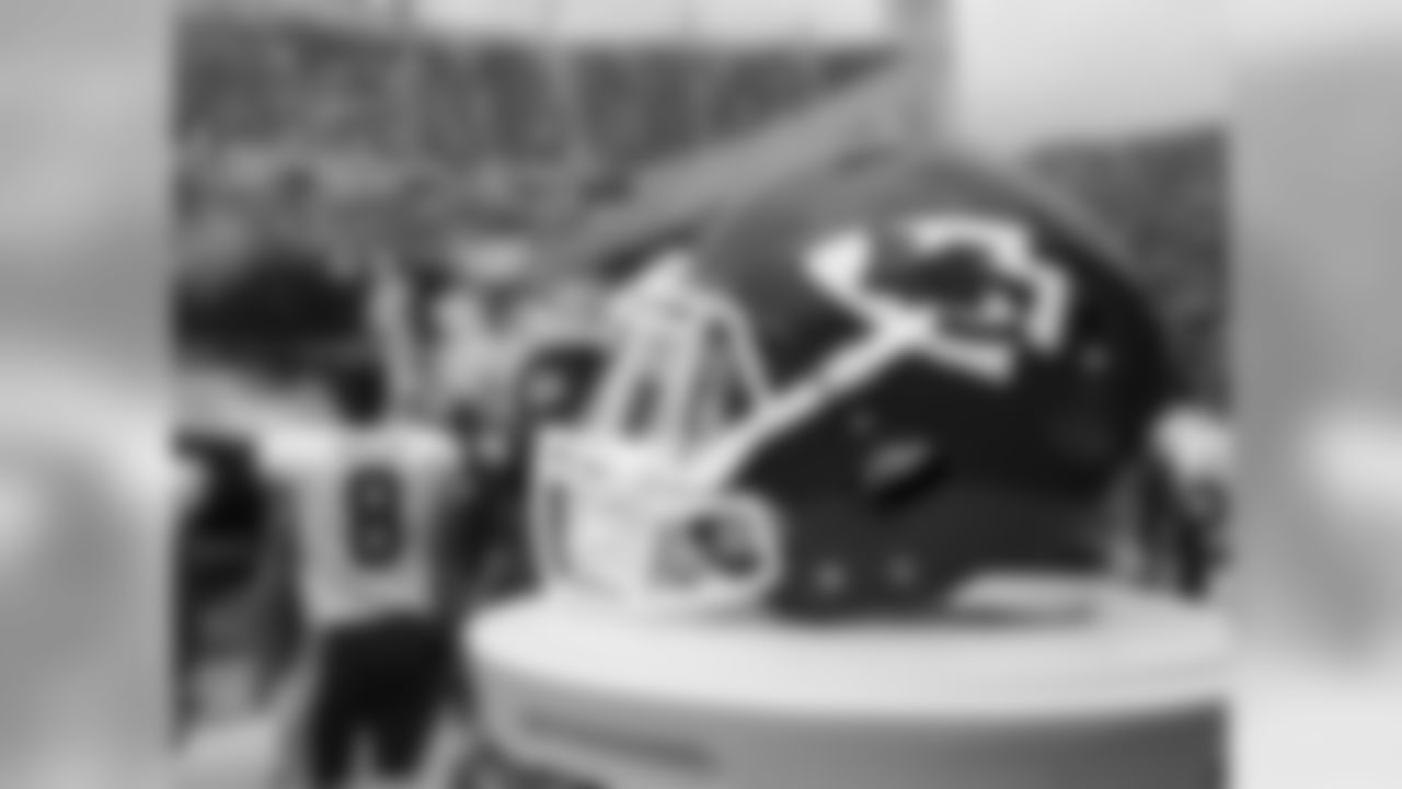 A view of a Kansas City Chiefs helmet on the sideline prior to the preseason game against the Chicago Bears, Saturday, August 27, 2016, in Chicago, Illinois.