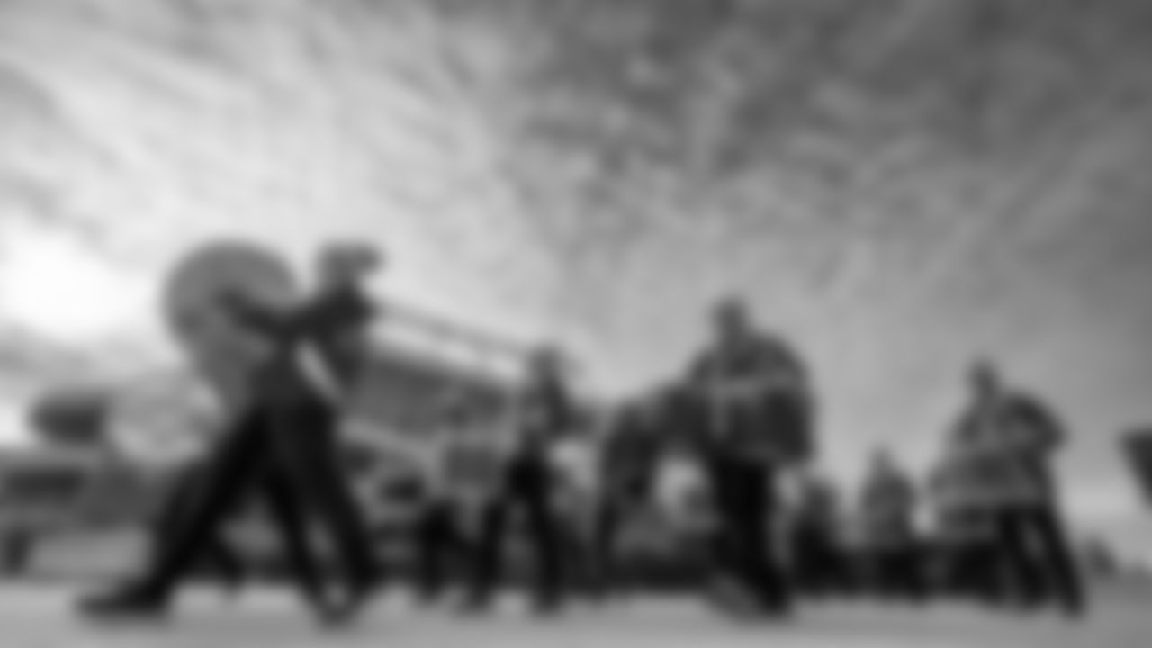 Rumble performs in the pregame parade prior to the divisional playoff football game against the Buffalo Bills, Sunday, January 23, 2022 in Kansas City.
