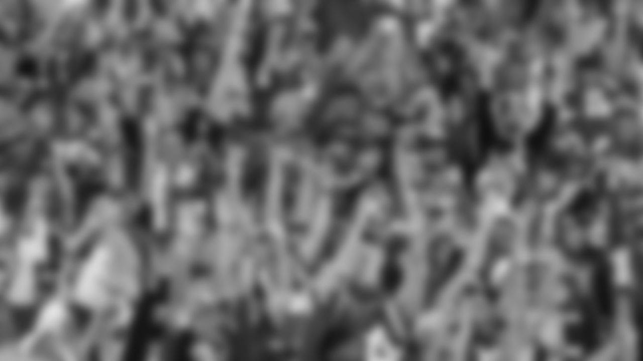 Kansas City Chiefs fans celebrate the kick field goal during an NFL football game against the Green Bay Packers, Sunday, November 7, 2021 in Kansas City.
