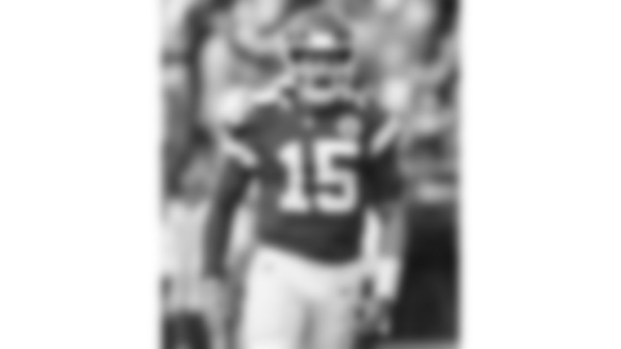 Kansas City Chiefs quarterback Patrick Mahomes (15) celebrates with a yell during an NFL football game against the Cleveland Browns, Sunday, September 12, 2021 in Kansas City.