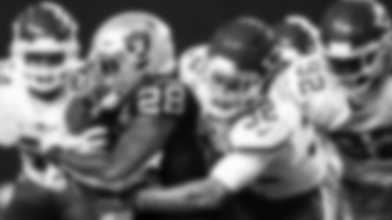 Kansas City Chiefs Safety Tyrann Mathieu (32) makes a tackle during an NFL Football game against the Las Vegas Raiders, Sunday November 22, 2020 in Las Vegas.