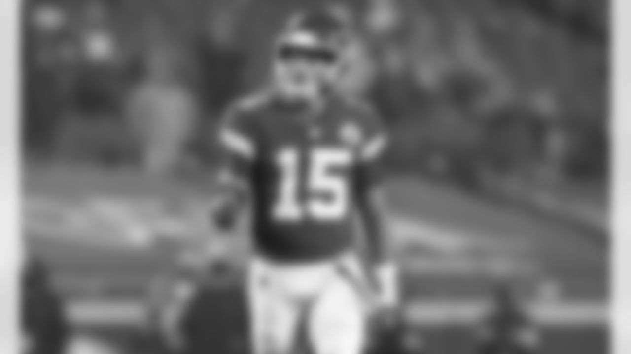 Kansas City Chiefs quarterback Patrick Mahomes (15) during the NFL football game between the Kansas City Chiefs and the Houston Texans at Arrowhead Stadium on September 10, 2020.