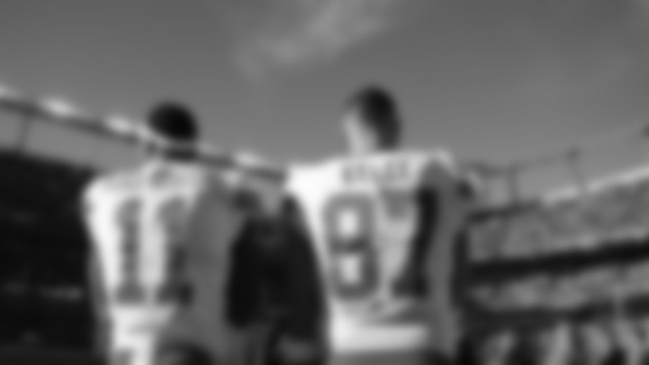 Kansas City Chiefs wide receiver Marquez Valdes-Scantling (11) and tight end Travis Kelce (87) look on during the national anthem prior to an NFL football game against the Denver Broncos, Sunday December 11, 2022