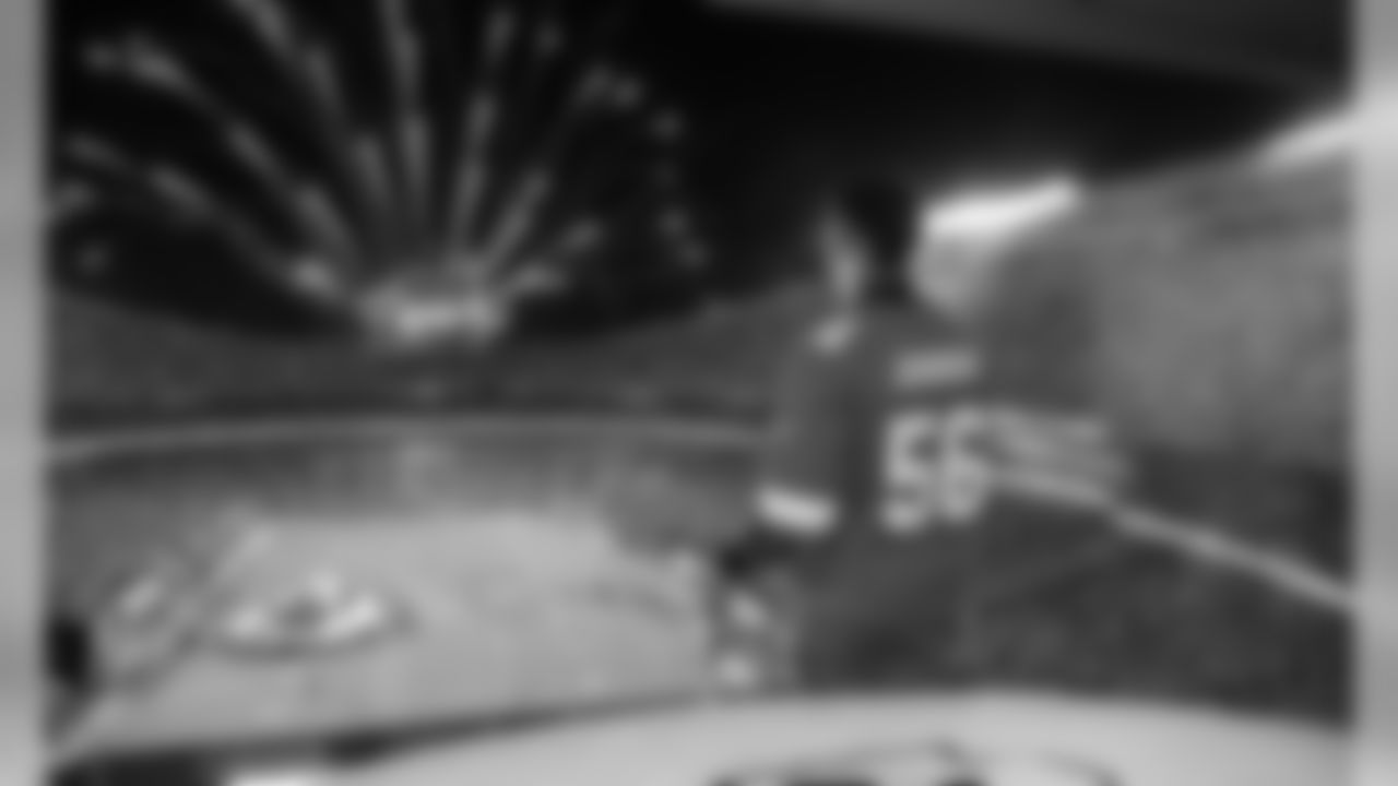 Derrick Johnson prior to the Sunday Night Football game between the Kansas City Chiefs and the Green Bay Packers at Arrowhead Stadium on October 27, 2019.