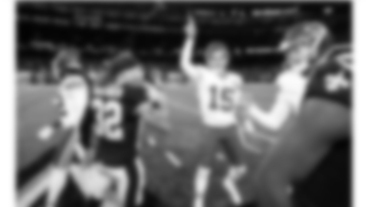 Kansas City Chiefs quarterback Patrick Mahomes (15) during pregame at the Chiefs preseason Week 1 matchup against the New Orleans Saints on Sunday, August 13, 2023.