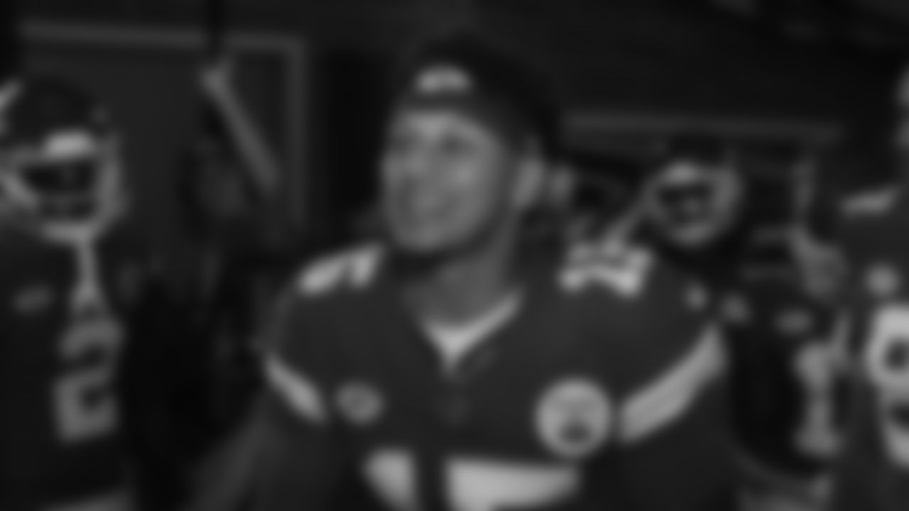 Kansas City Chiefs quarterback Patrick Mahomes (15) prior to the NFL Week 4 matchup against the New York Jets at MetLife Stadium in East Rutherford, New Jersey on October 1, 2023.