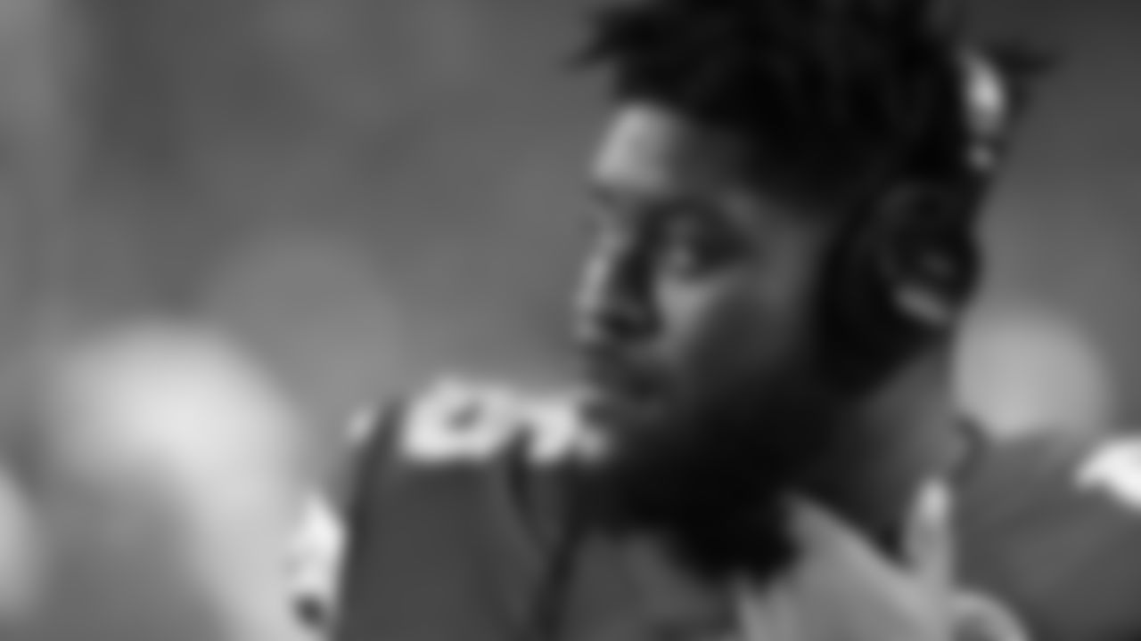 Kansas City Chiefs Guard Trey Smith (65) on the sideline during a NFL preseason football game against the Minnesota Vikings, Friday, August 27, 2021 in Kansas City.