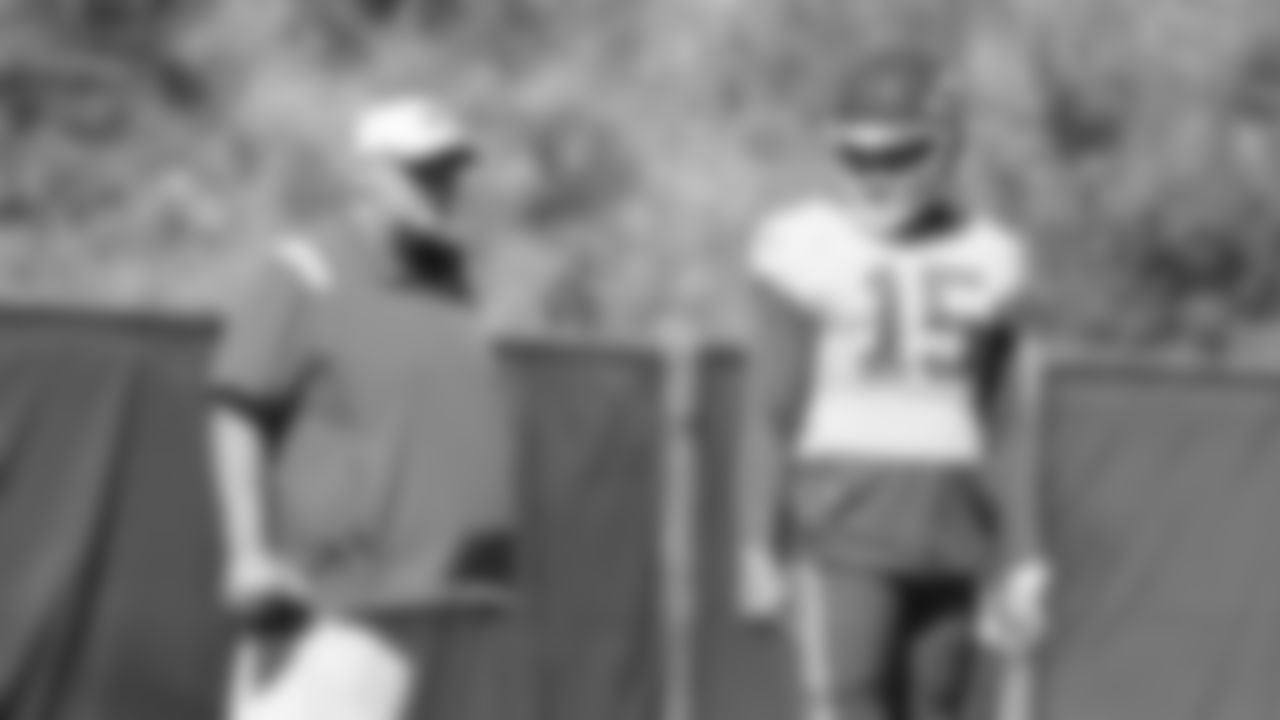 Kansas City Chiefs Head Coach Andy Reid and quarterback Patrick Mahomes (15) during practice on Wednesday September 28, 2022.