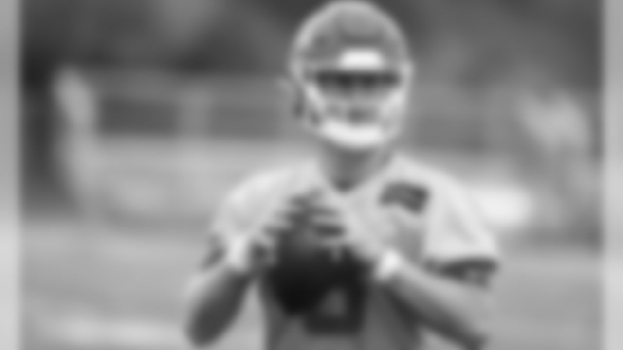Kansas City Chiefs Quarterback Chase Litton (8) during a 2019 practice at The University of Kansas Health System Training Complex in Kansas City, MO.