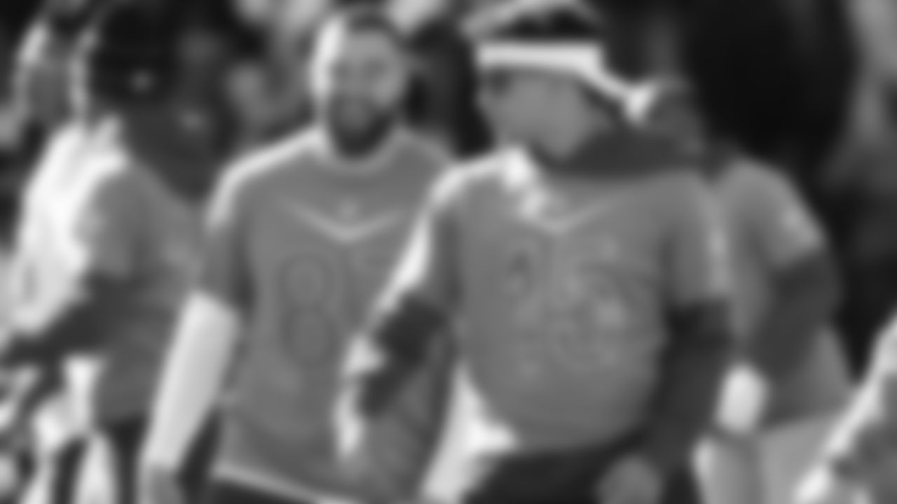 Kansas City Chiefs quarterback Patrick Mahomes (15) and Travis Kelce (87) during the 2022 NFL Pro Bowl practice on Saturday February 5, 2022