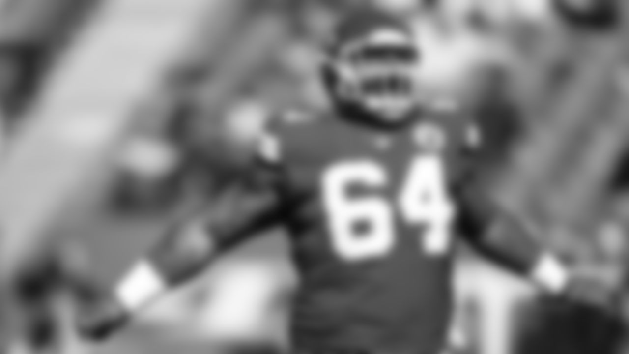 Kansas City Chiefs Defensive Tackle Mike Pennel (64) celebrates during an NFL Football game against the New York Jets, Sunday November 1, 2020.