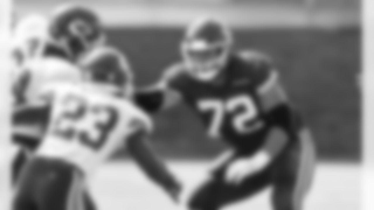 Kansas City Chiefs Offensive Tackle Eric Fisher (72) during practice at the University of Kansas Training facility.
