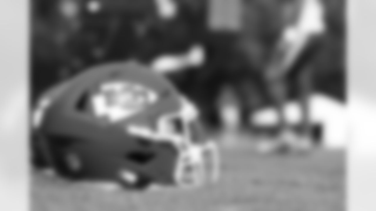 Kansas City Chiefs helmet during training camp at Missouri Western State University.