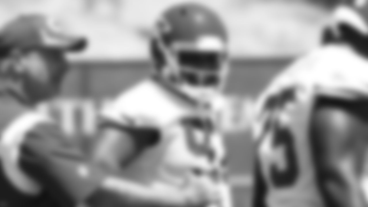 Nose tackle Thomas Rayam Jr. (97) during the first day of practice for Kansas City Chiefs rookie mini camp.