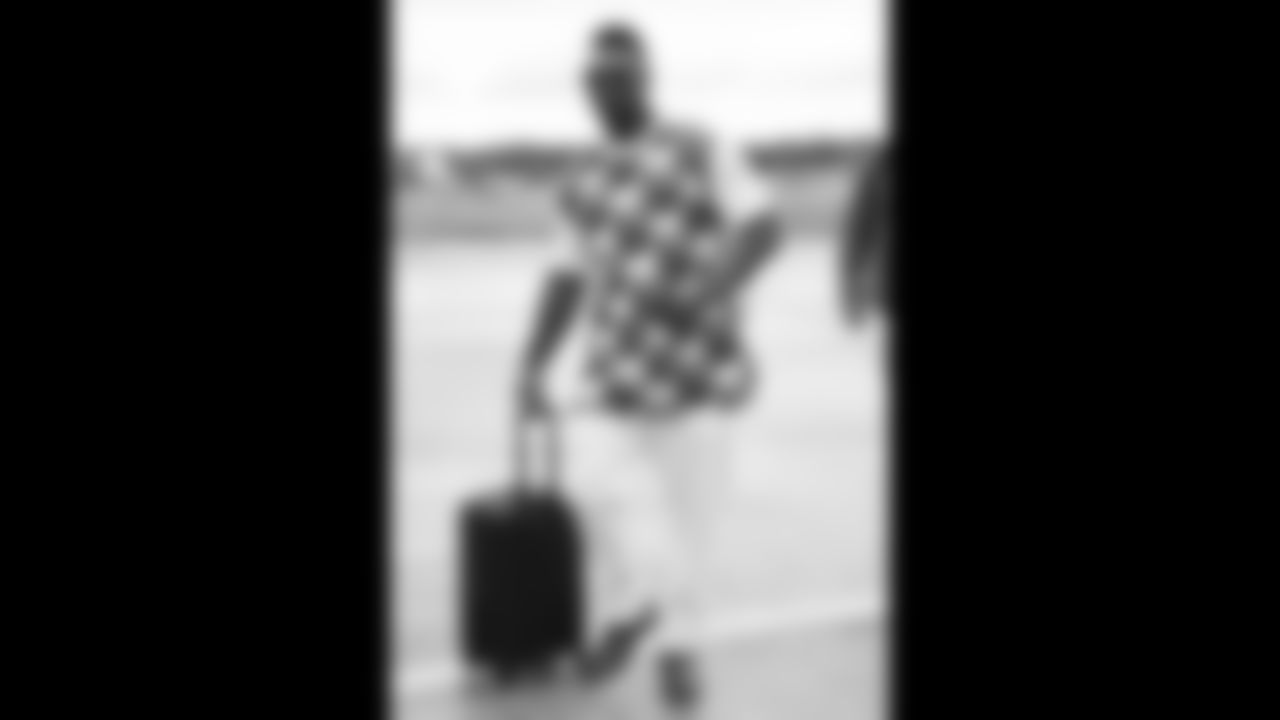 Kansas City Chiefs offensive tackle Prince Tega Wanogho (70) arrives at Kansas City International to travel to Washington for Sundays game. October 16, 2021