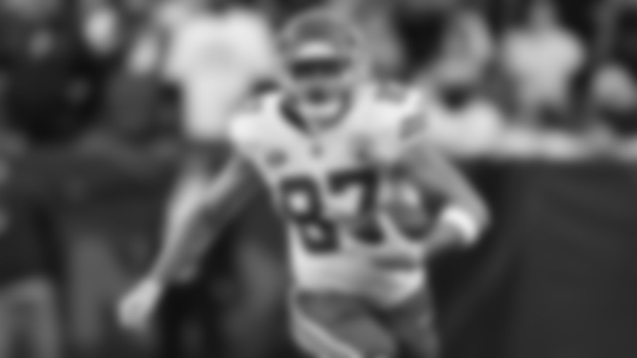 Kansas City Chiefs tight end Travis Kelce (87) in action during the NFL Week 8 matchup against the Denver Broncos at Empower Field at Mile High in Denver, Colorado on October 29, 2023.