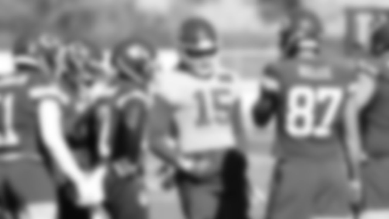 The Kansas City Chiefs Offense Huddles during Week 6 preparation for the Buffalo Bills.