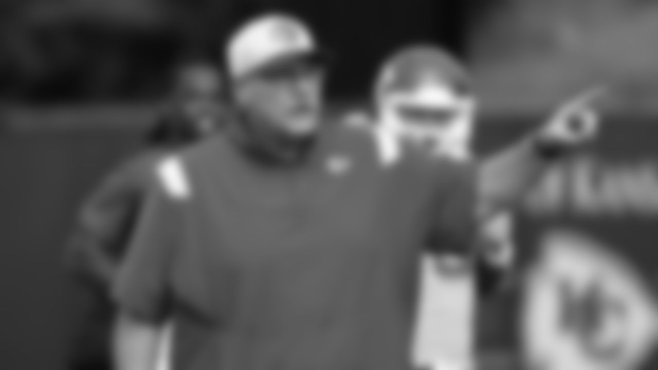 Kansas City Chiefs head coach Andy Reid during practice at The University of Kansas Health System Training Complex.