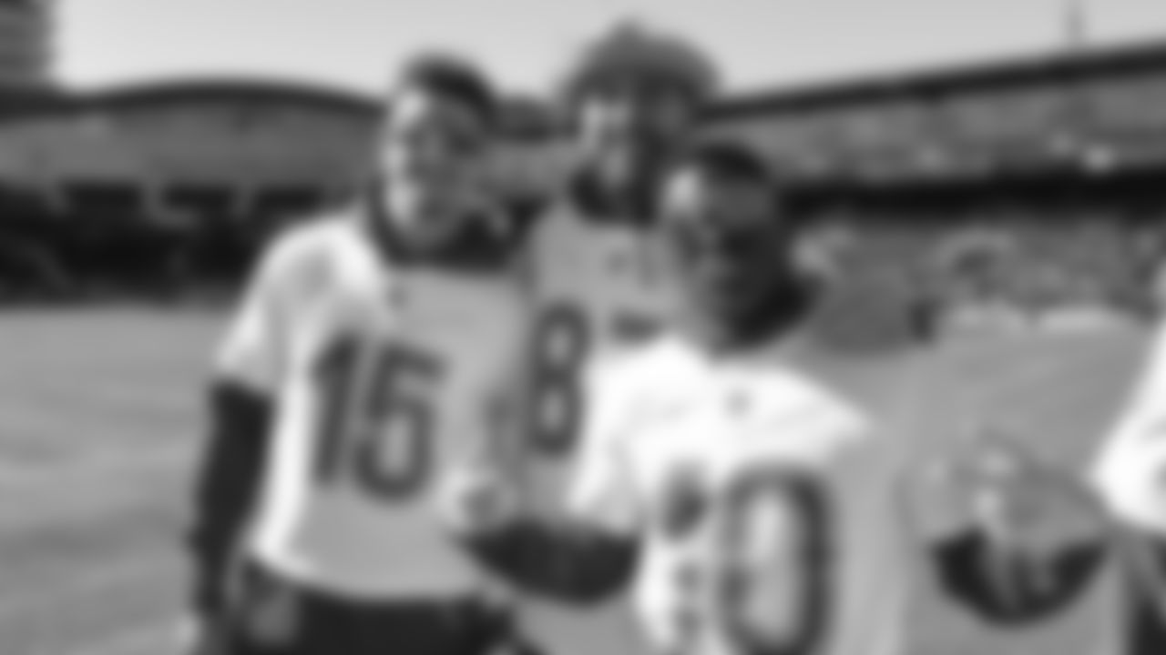 Kansas City Chiefs quarterback Patrick Mahomes (15) tight end Travis Kelce (87) and wide receiver Tyreek Hill (10) during the 2022 NFL Pro Bowl practice on Thursday February 3, 2022