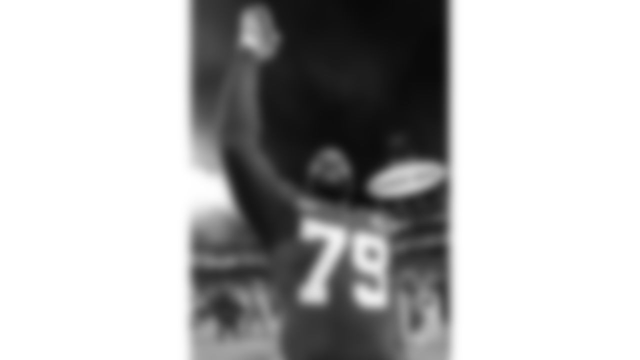 Kansas City Chiefs offensive tackle Donovan Smith (79) after the week six NFL football game against the Denver Broncos, Thursday, October 12, 2023 in Kansas City.