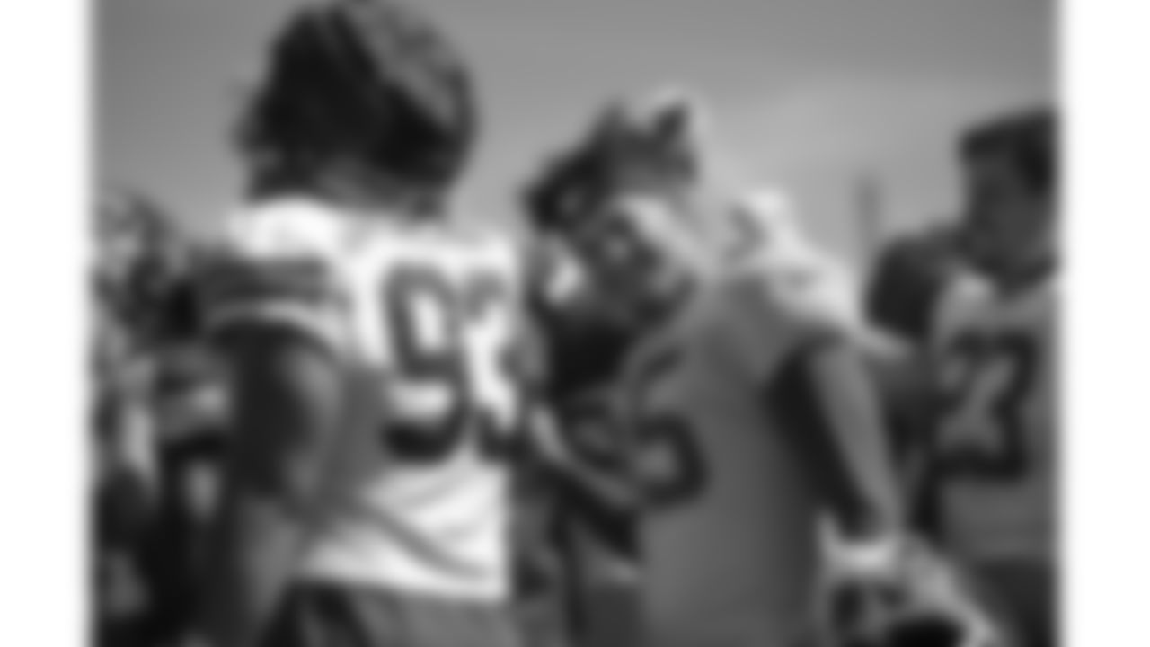 Kansas City Chiefs quarterback Patrick Mahomes (15) in the huddle at Kansas City Chiefs Training Camp in St. Joseph, MO on Wednesday, August 16, 2023.