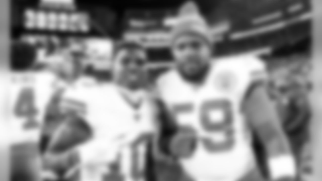 Kansas City Chiefs Wide Receiver Tyreek Hill (10) and Linebacker Reggie Ragland (59) prior to the game between the Kansas City Chiefs and the New England Patriots on December 8, 2019.