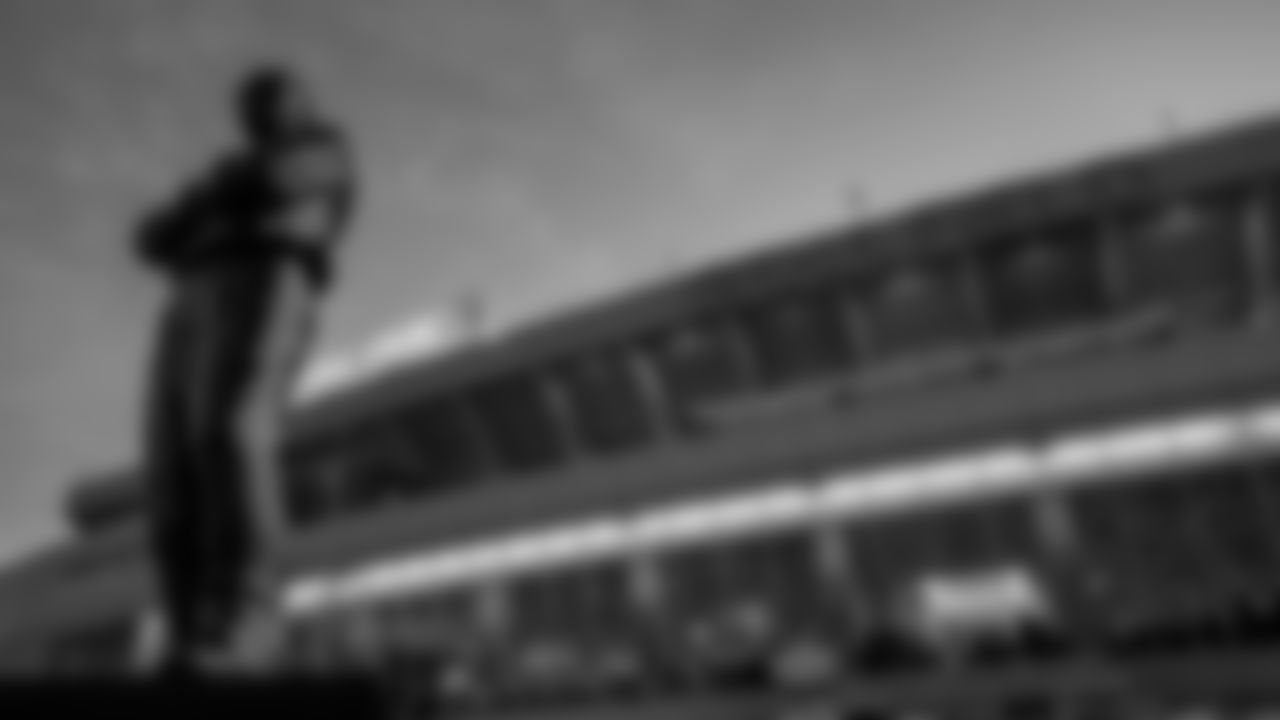 The Lamar Hunt statue outside of GEHA Stadium prior to the wildcard playoff football game against the Pittsburgh Steelers, Sunday, January 16, 2022 in Kansas City.