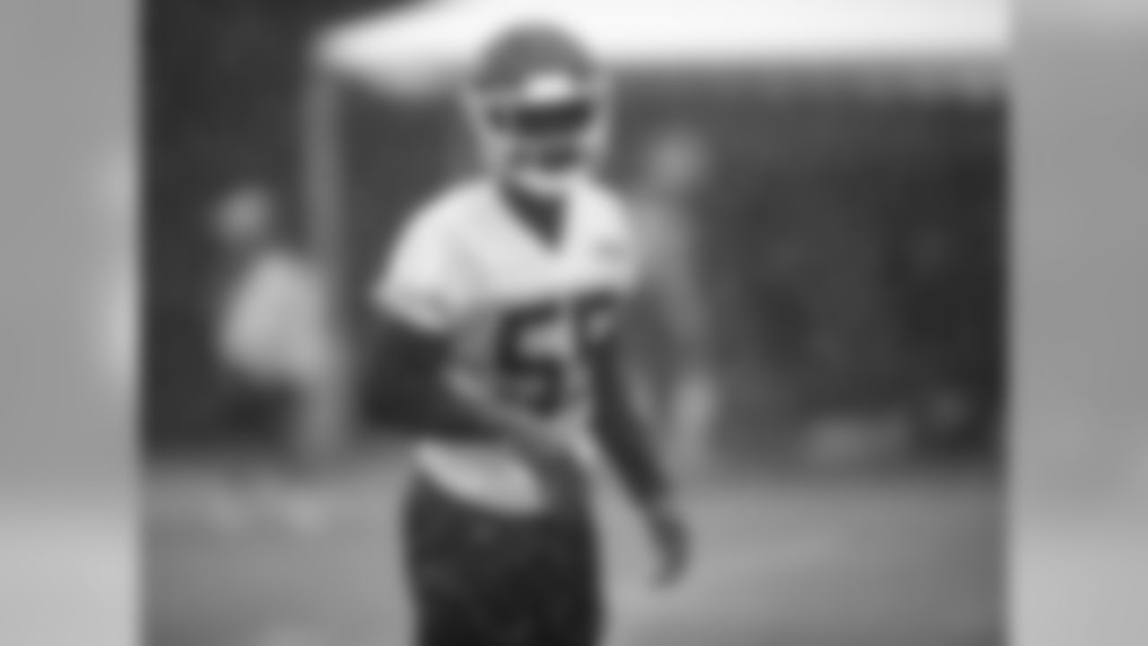 Kansas City Chiefs linebacker Dee Ford (55) during practice on 8/14/18 at Chiefs Training Camp at Missouri Western State University in St. Joseph, Missouri.