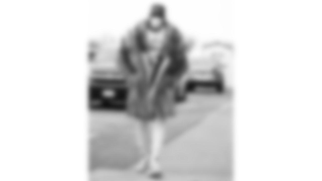 Kansas City Chiefs Defensive End Frank Clark (55) arrives at Arrowhead Stadium prior to an NFL AFC Championship Playoff game against the Buffalo Bills, Sunday, January 24, 2021 in Kansas City. (Steve Sanders/Kansas City Chiefs)