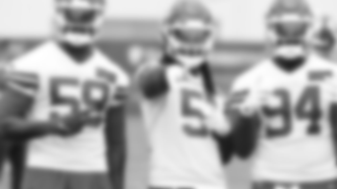 Kansas City Chiefs defensive end Joshua Kaindoh (59), Michael Danna (51), and Malik Herring (94) during practice Thursday May 26th, 2022.