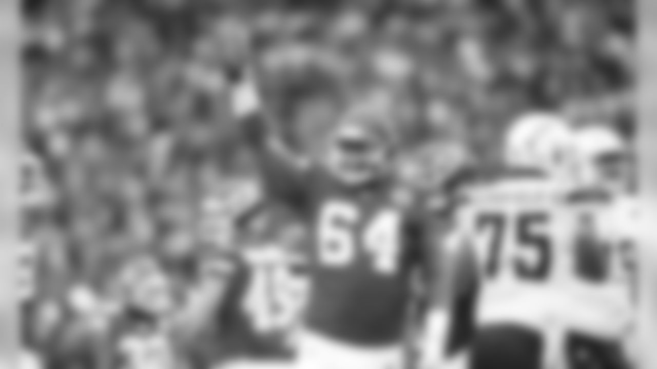 Kansas City Chiefs Defensive Tackle Mike Pennel (64) during the game between the Kansas City Chiefs and the Los Angeles Chargers at Arrowhead Stadium.