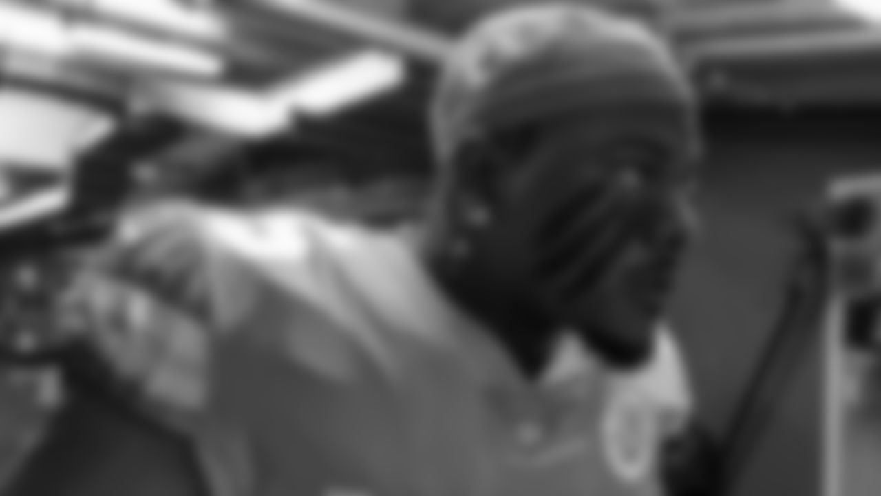 Kansas City Chiefs defensive end Frank Clark (55) in the 50-yard-line tunnel prior to the divisional playoff football game against the Buffalo Bills, Sunday, January 23, 2022 in Kansas City.