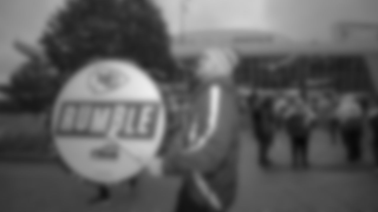 Chiefs Rumble prior to an NFL football game against the New York Giants, Monday, November 1, 2021 in Kansas City.