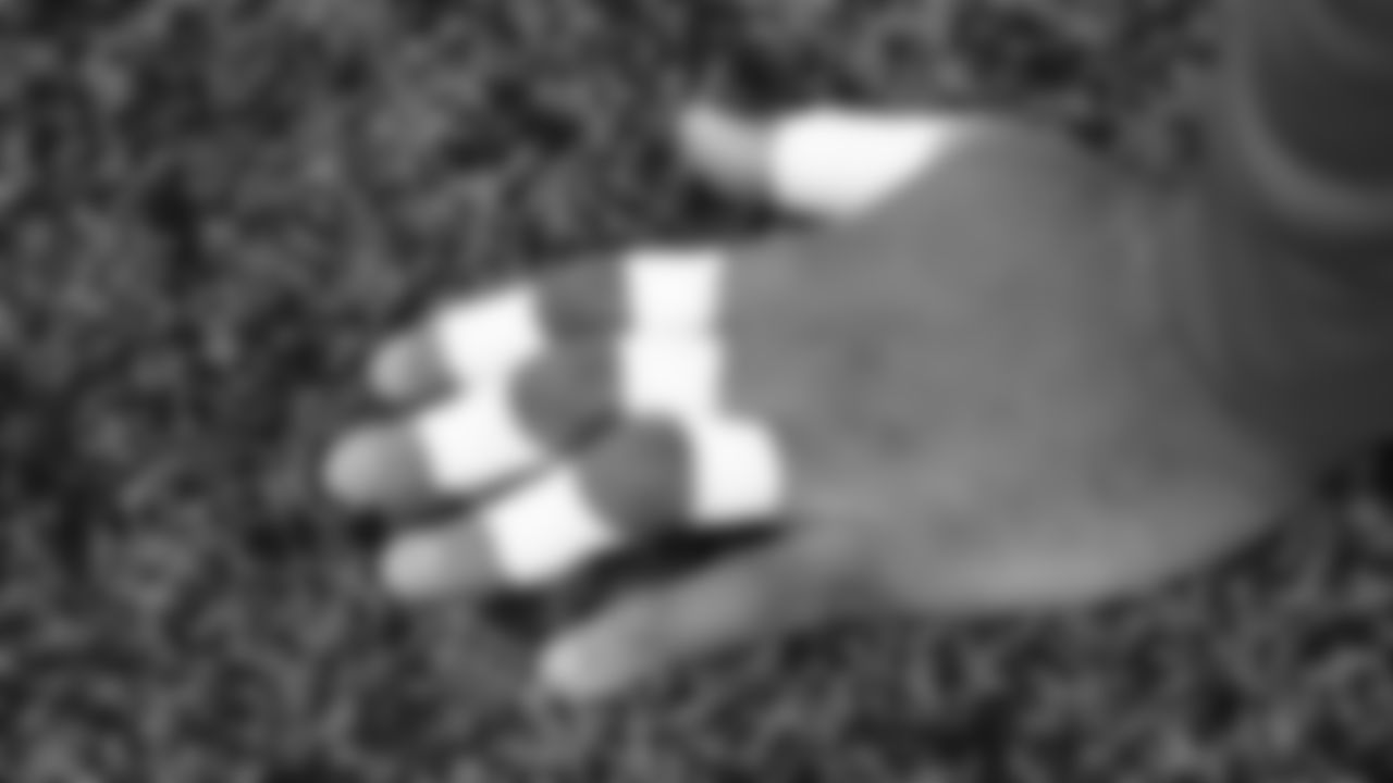 A player's hand prior to an NFL football game against the Cincinnati Bengals, Sunday, January 2, 2022 in Cincinnati.