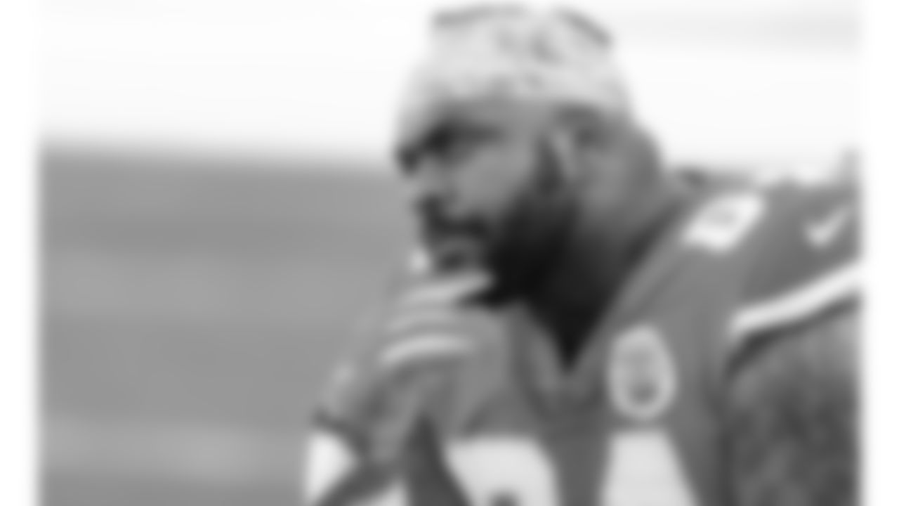 Kansas City Chiefs Defensive Tackle Mike Pennel (64) sitting on the bench during an NFL Football game against the Carolina Panthers, Sunday November 8, 2020 in Kansas City.