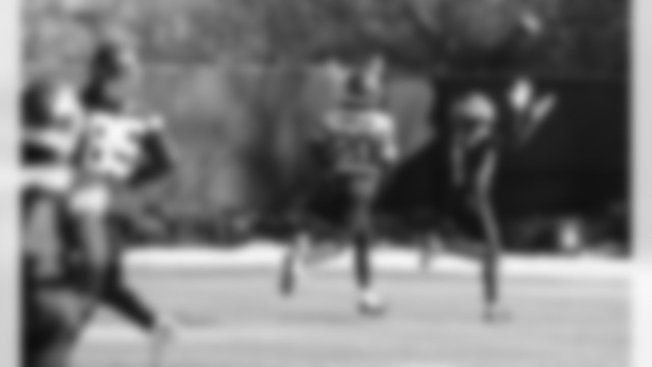 Kansas City Chiefs Wide Receiver Mecole Hardman (17) making a catch at practice in preparation for this weeks AFC Championship game vs the Buffalo Bills.
