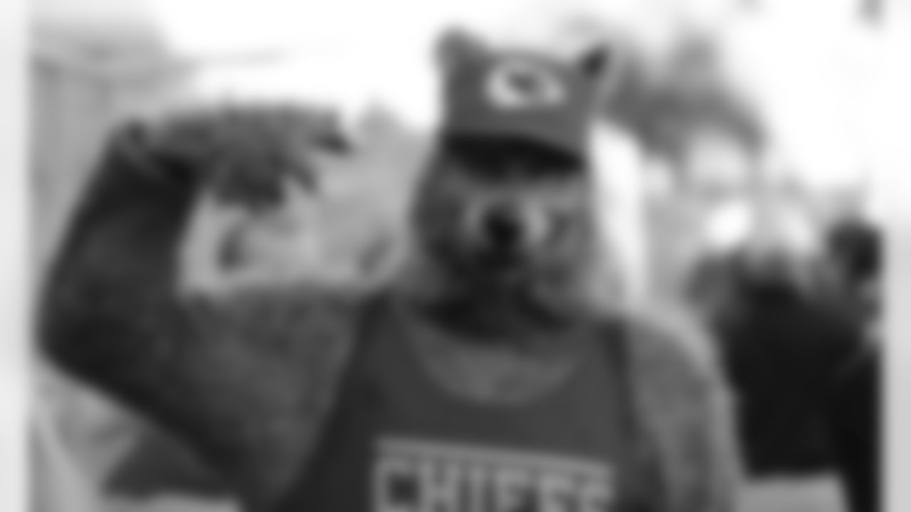 A Chiefs fan prior to an NFL football game against the Tampa Bay Buccaneers at Raymond James Stadium on November 29, 2020.