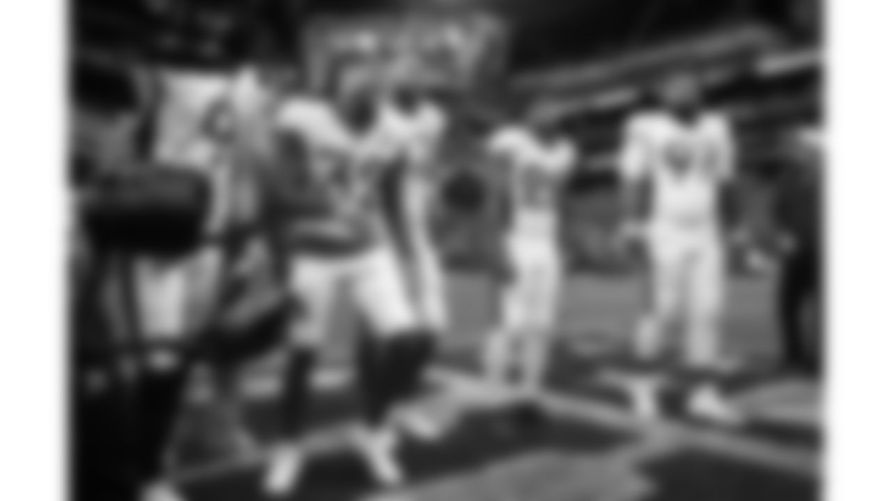 Kansas City Chiefs free safety Tyrann Mathieu (32) and tight end Travis Kelce (87) as game captains for the coin toss prior to the 2022 Pro Bowl at Allegiant Stadium in Las Vegas.