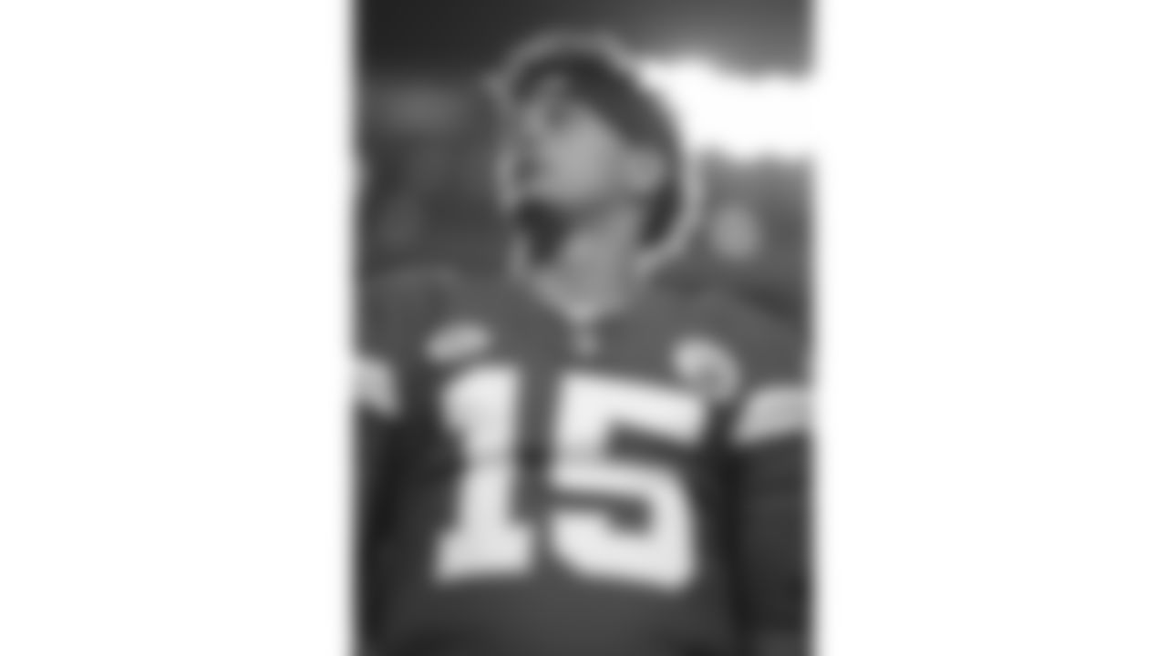 Kansas City Chiefs quarterback Patrick Mahomes (15) prior to the week six NFL football game against the Denver Broncos, Thursday, October 12, 2023 in Kansas City.