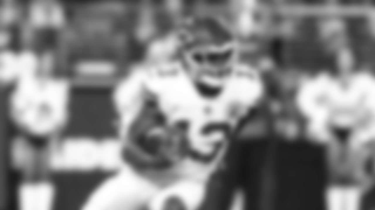 Kansas City Chiefs wide receiver Byron Pringle (13) runs the ball on a punt return during an NFL football game against the Las Vegas Raiders, Sunday, November 14, 2021 in Las Vegas.