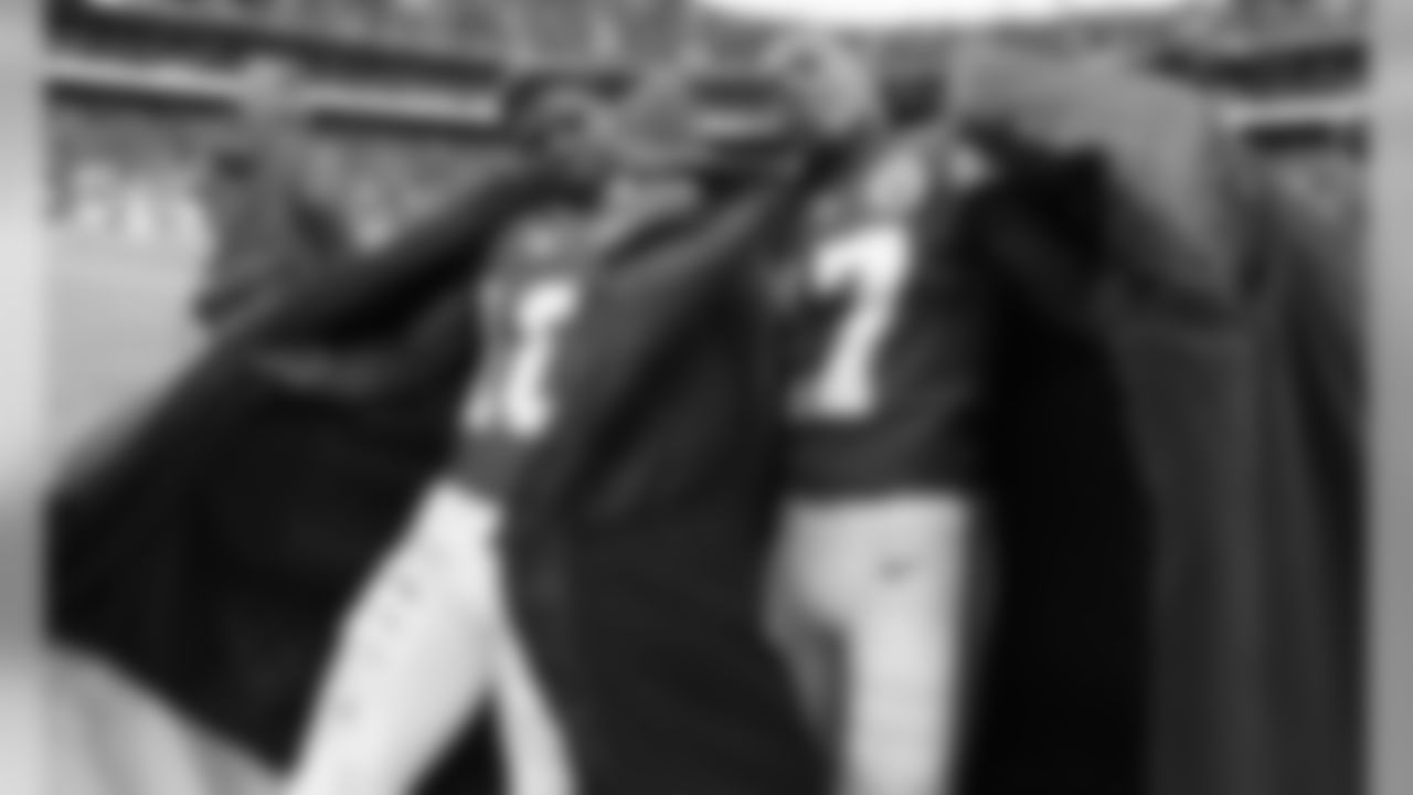 Kansas City Chiefs Wide Receiver Tyreek Hill (10) and Kansas City Chiefs Wide Receiver Mecole Hardman (17) after the game between the Kansas City Chiefs and the Los Angeles Chargers at Arrowhead Stadium.