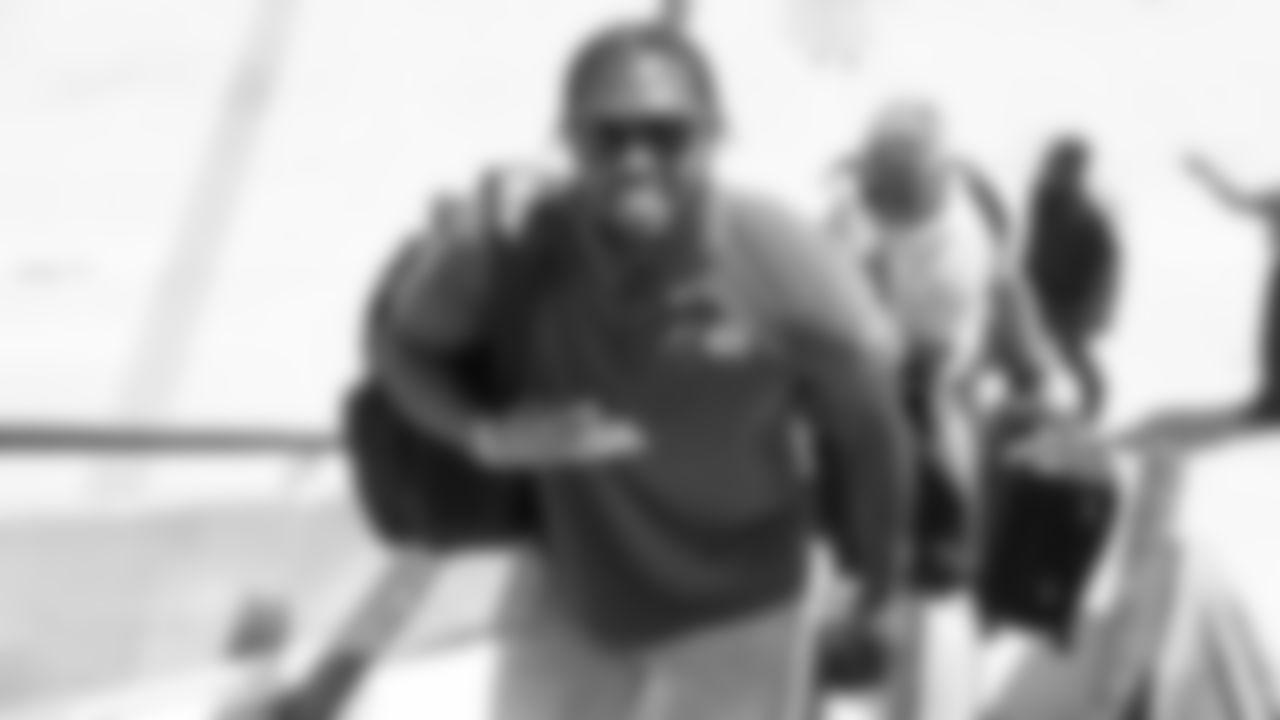 Kansas City Chiefs defensive end Joshua Kaindoh (59) traveling to Chicago in preparation for Saturday's preseason game one against the Bears.