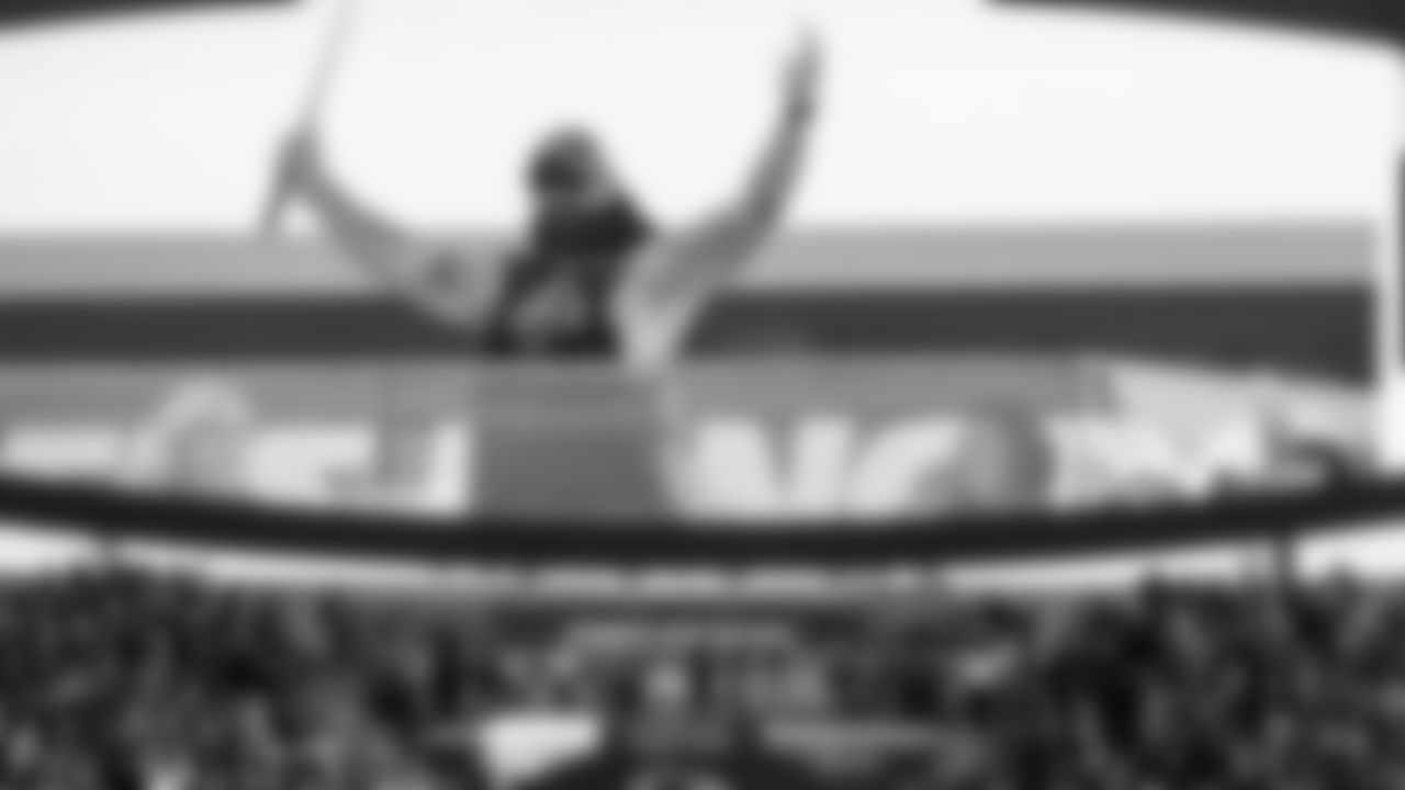 Anthony Sherman on the GEHA Drum Deck for the drum ceremony prior to an NFL football game against the Dallas Cowboys, Sunday, November 21, 2021 in Kansas City.