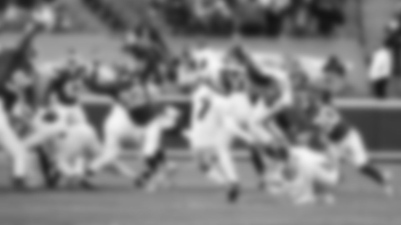 Kansas City Chiefs Linebacker Tanoh Kpassagnon (92) rushes on special teams to get a hand on the kick and deflects the ball during an NFL Football game against the Atlanta Falcons, Sunday December 27, 2020 in Kansas City.